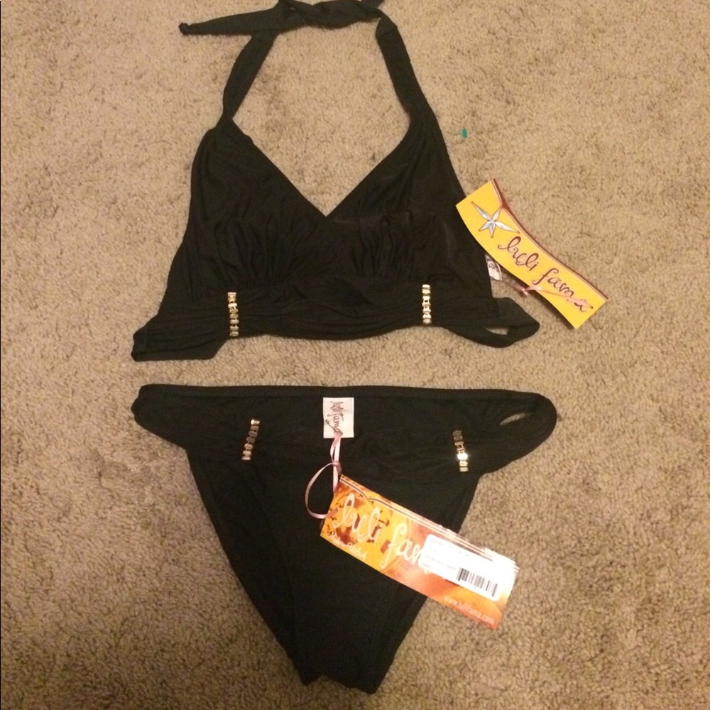 Luli Fama NWT Black embellished bikini size s/m